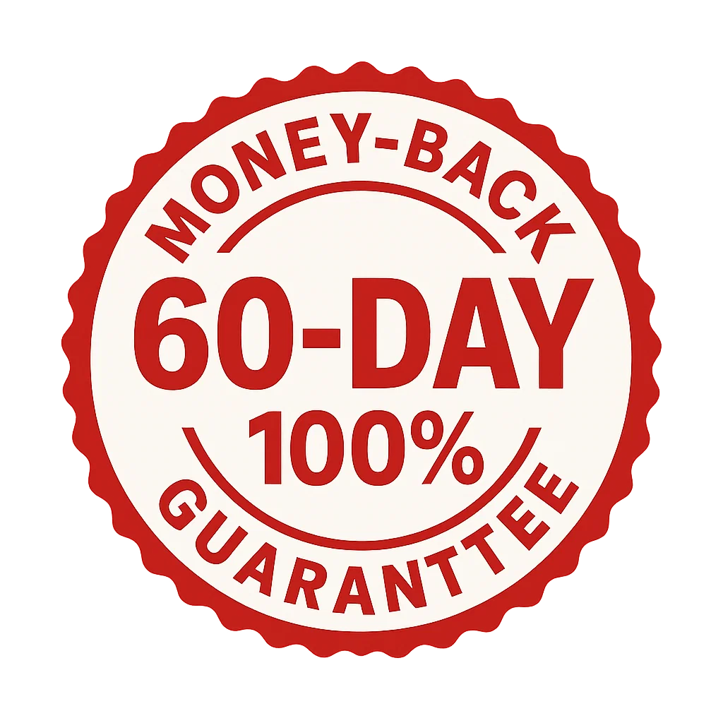 60-Day 100% Money-Back Guarantee Seal